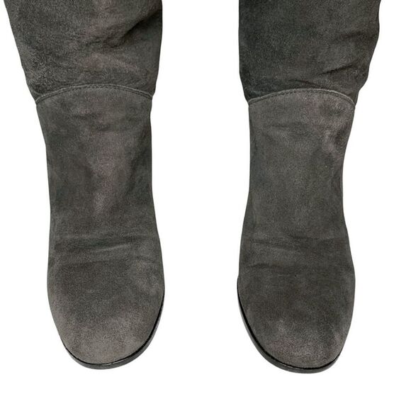Chanel Interlocking C Grey Suede Fold Over Metallic Thigh Knee High Boots EU 38 - Picture 3 of 11